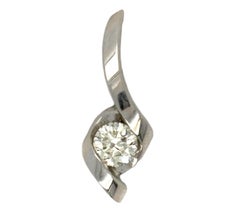 Natural 0.50 CT Diamond 14K White Gold J, I1 2.55 Grams Sirena Solitaire Pendant
