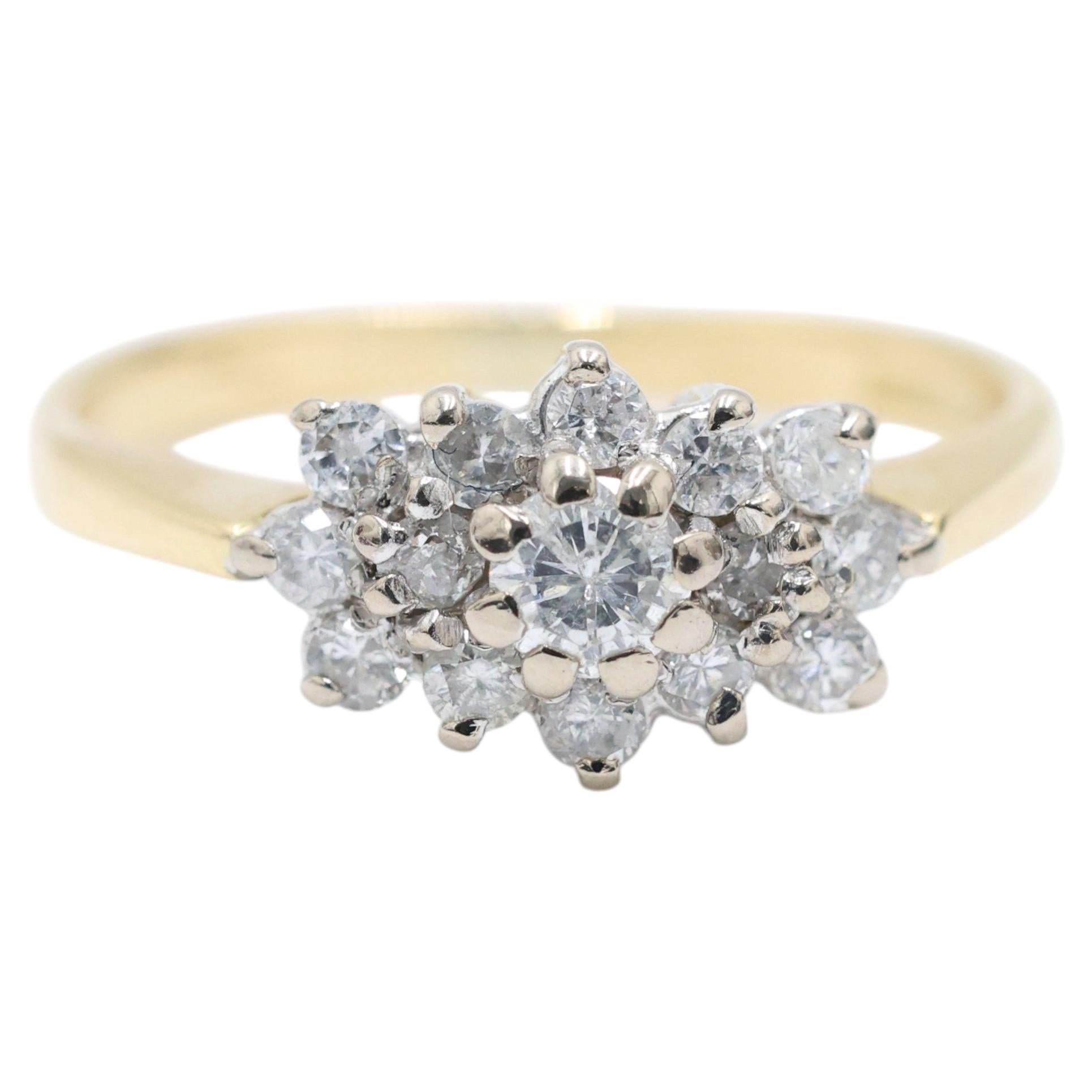 Natural 0.50ct Diamond Diamond Cluster Ring in 18K Yellow Gold