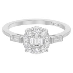 Natural 0.51 Carat Baguette Round Brilliant Cut Diamond Ring 18 Karat White Gold