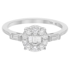 Natural 0.51 Carat Diamond Cluster Wedding Ring 18 Karat White Gold