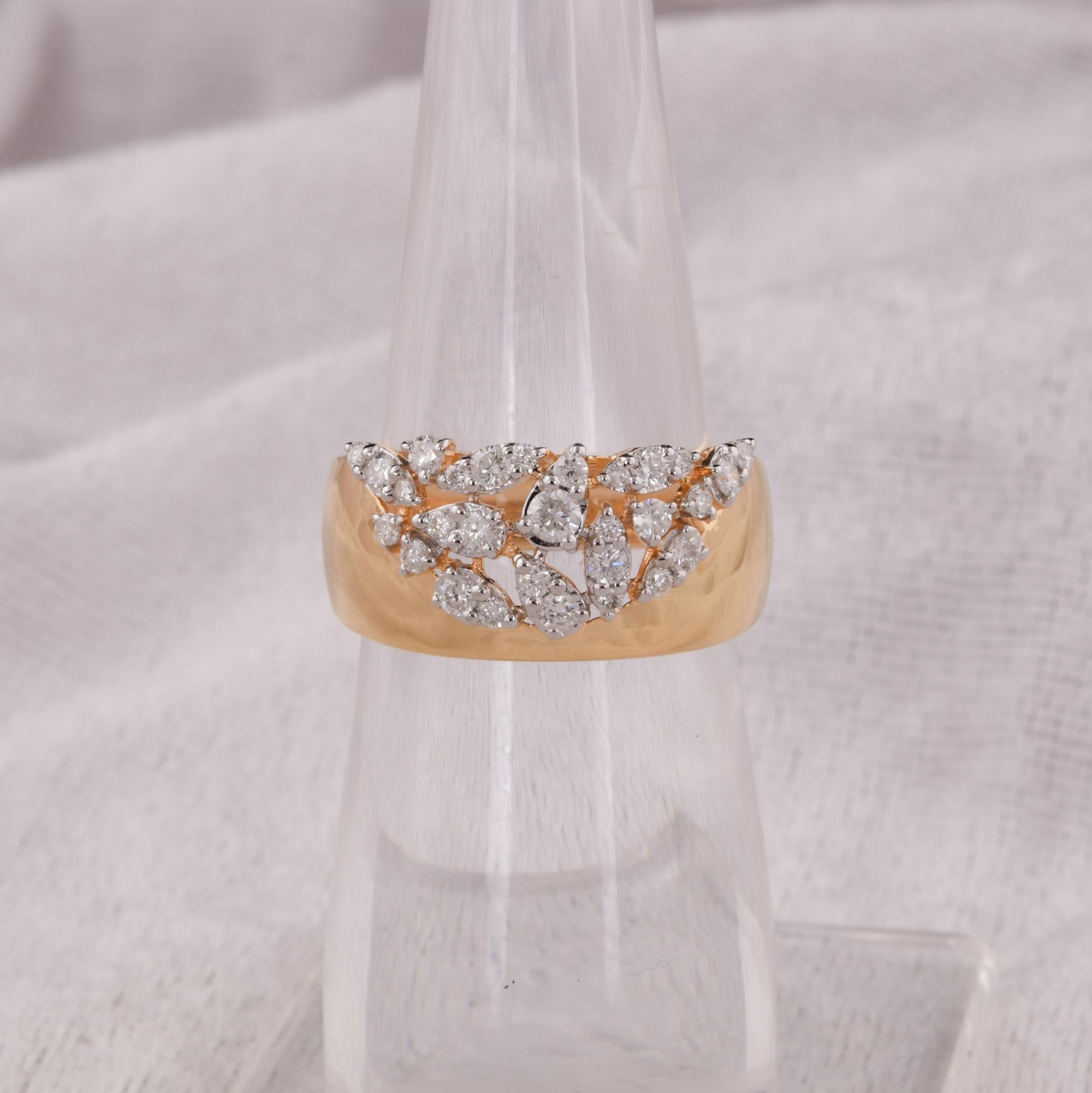 Modern Natural 0.51 Carat Round Diamond Ring 14 Karat Yellow Gold Handmade Fine Jewelry For Sale