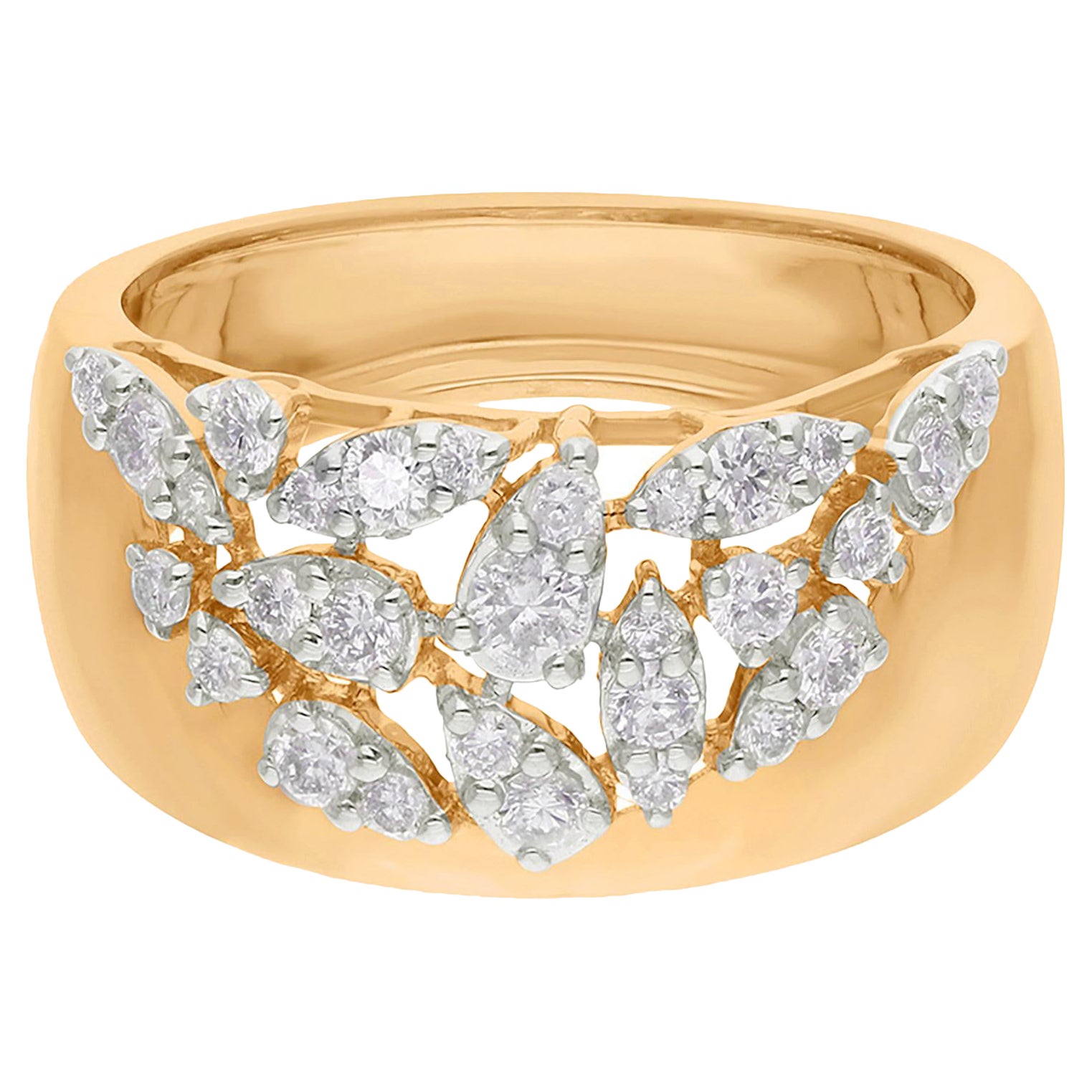 Handgefertigter natürlicher 0,51 Karat runder Diamantring aus 14 Karat Gelbgold mit Diamanten im Angebot
