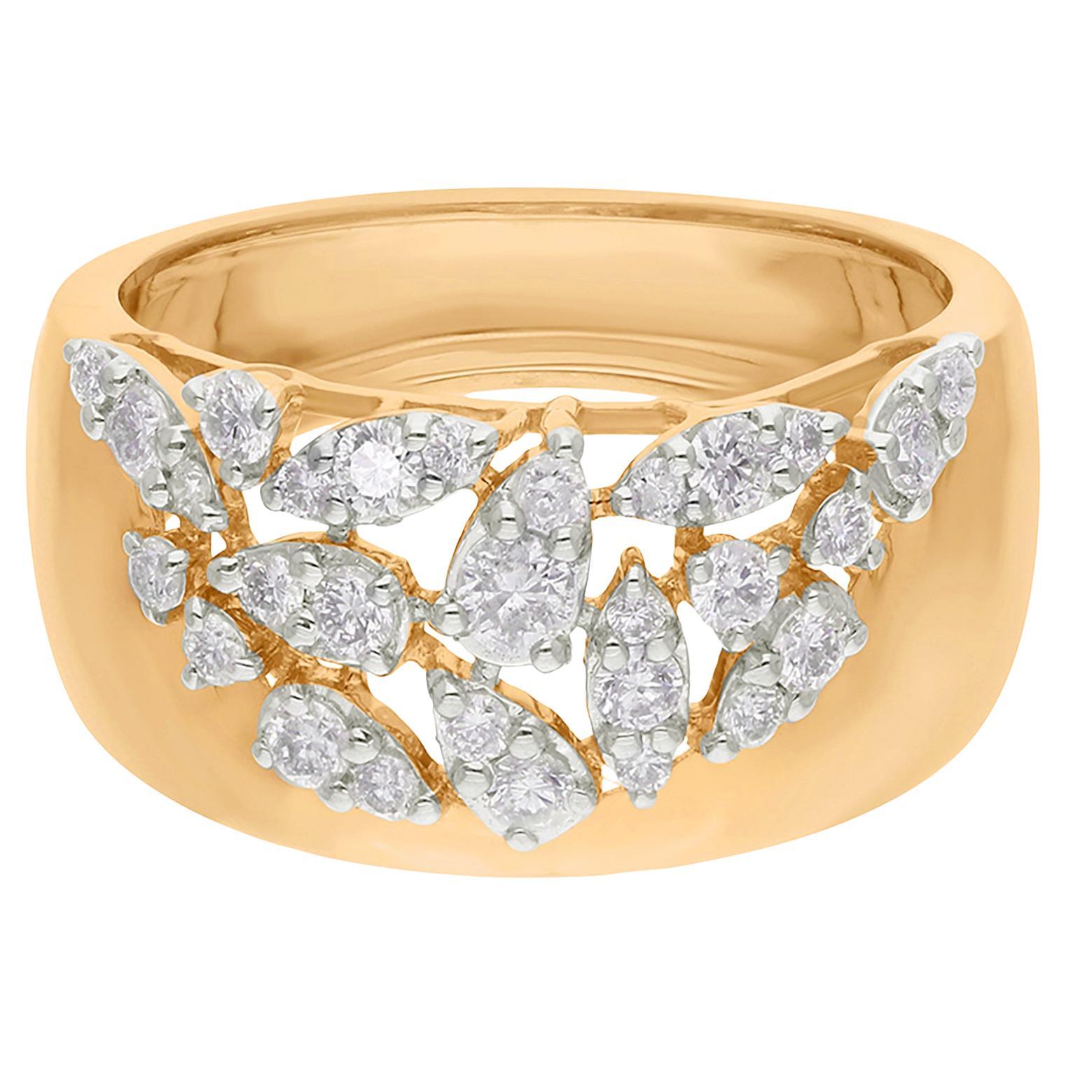 Bague artisanale en or jaune 14 carats avec diamant rond naturel de 0,51 carat