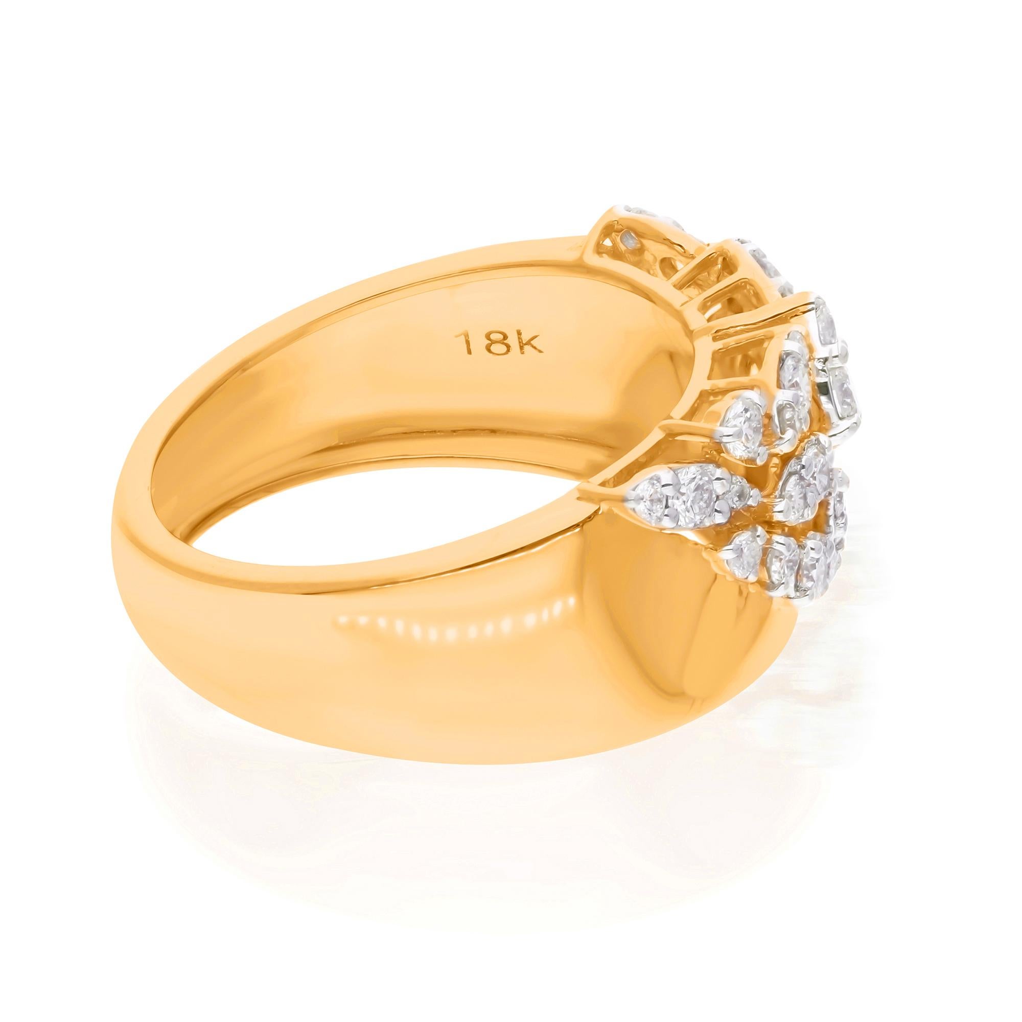 Taille ronde Bague artisanale en or jaune 18 carats avec diamant rond naturel de 0,51 carat en vente