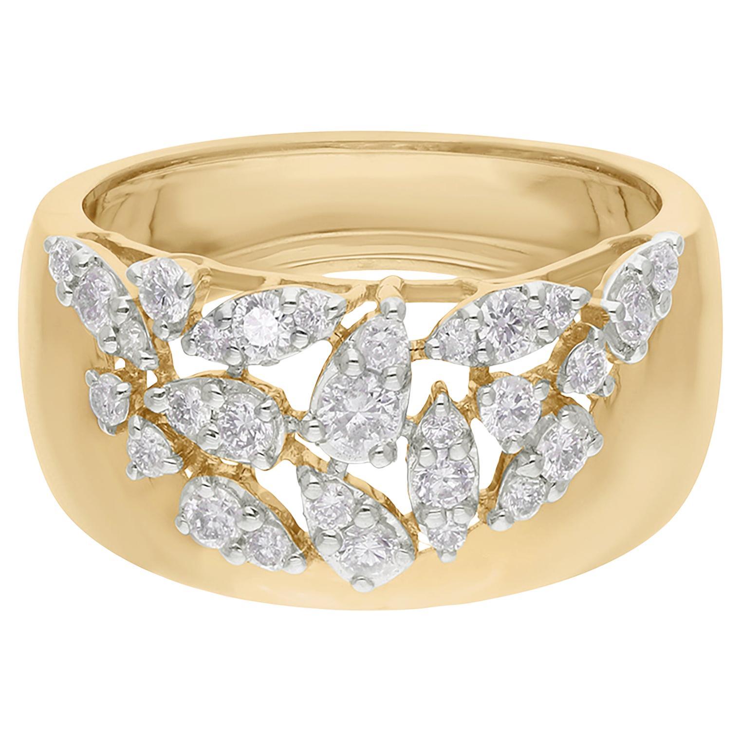 Bague artisanale en or jaune 18 carats avec diamant rond naturel de 0,51 carat