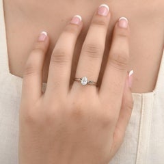 Natural 0.51 Carat SI/H Pear Diamond Solitaire Ring 18 Karat White Gold