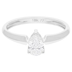 Anillo de diamantes pera solitario SI/H natural de 0,51 quilates Joyas de oro blanco de 18 quilates