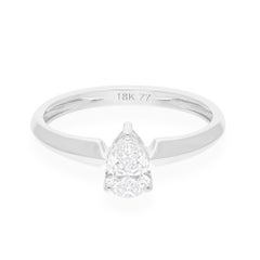 Natural 0.51 Carat SI/H Solitaire Pear Diamond Ring 18 Karat White Gold Jewelry Natural 0.51 Carat SI/H Solitaire Pear Diamond Ring 18 Karat White Gold Jewelry