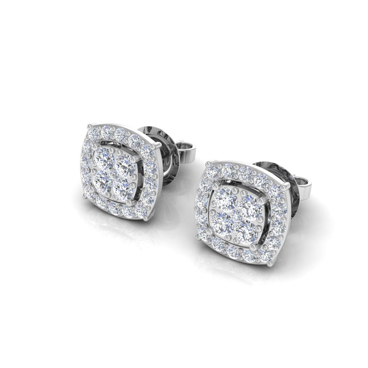 Women's Natural 0.52 Carat Diamond Stud Earrings 10 Karat Solid White Gold Fine Jewelry For Sale