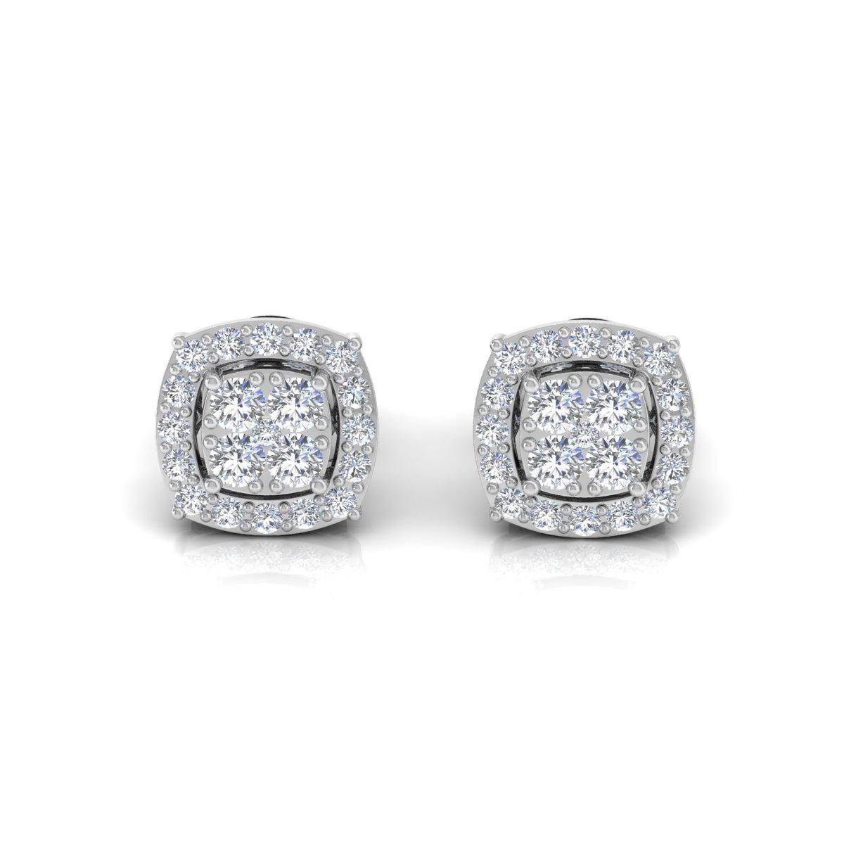 Natural 0.52 Carat Diamond Stud Earrings 10 Karat Solid White Gold Fine Jewelry For Sale 2