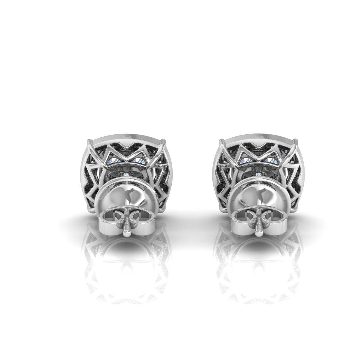 Natural 0.52 Carat Diamond Stud Earrings 10 Karat Solid White Gold Fine Jewelry For Sale 3