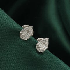 Natural 0.52 Carat SI Clarity HI Color Diamond Stud Earrings 9 Karat White Gold