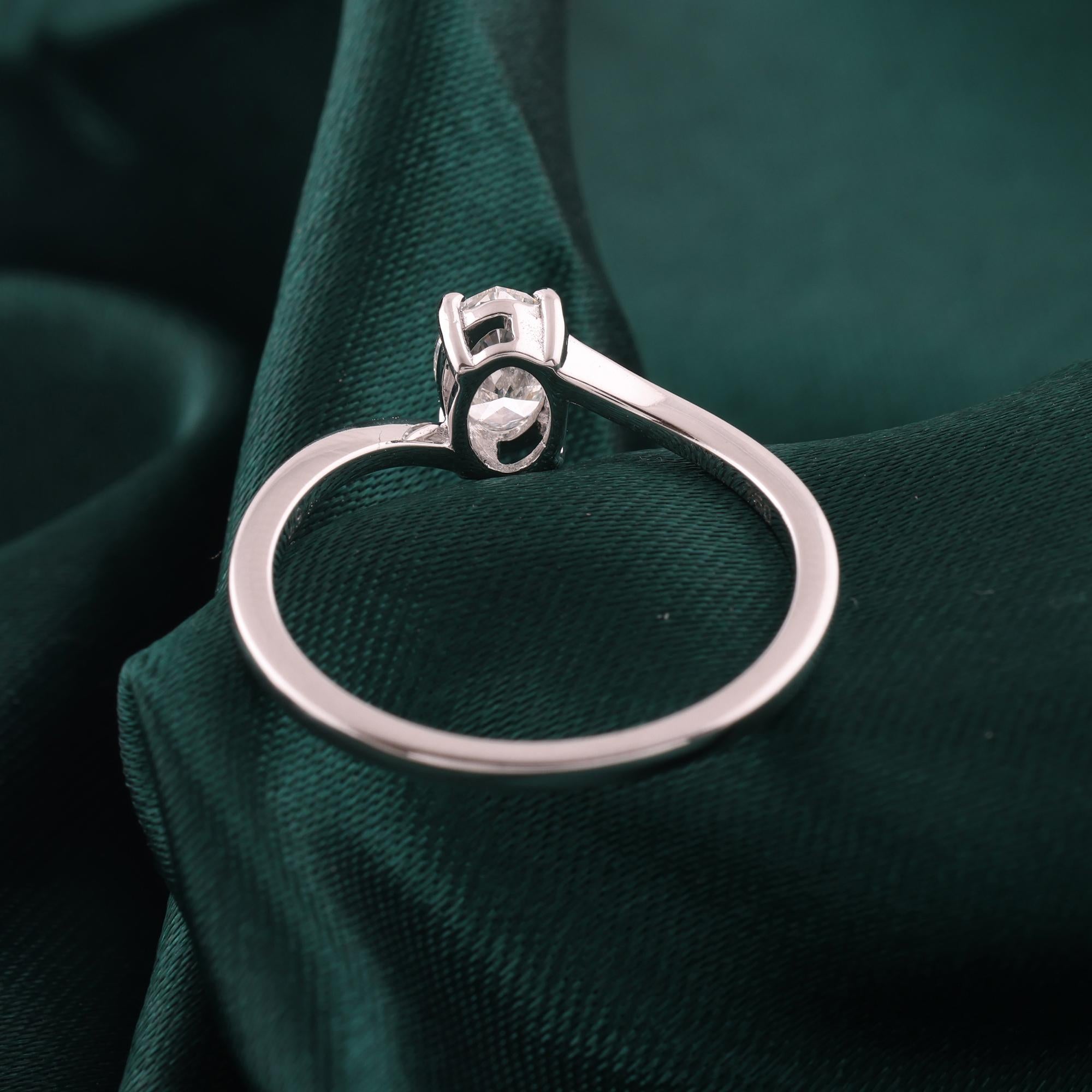 Im Angebot: Natürlicher 0,52 Karat SI Reinheit HI Farbe Oval Diamantring 18 Karat Weißgold () 2