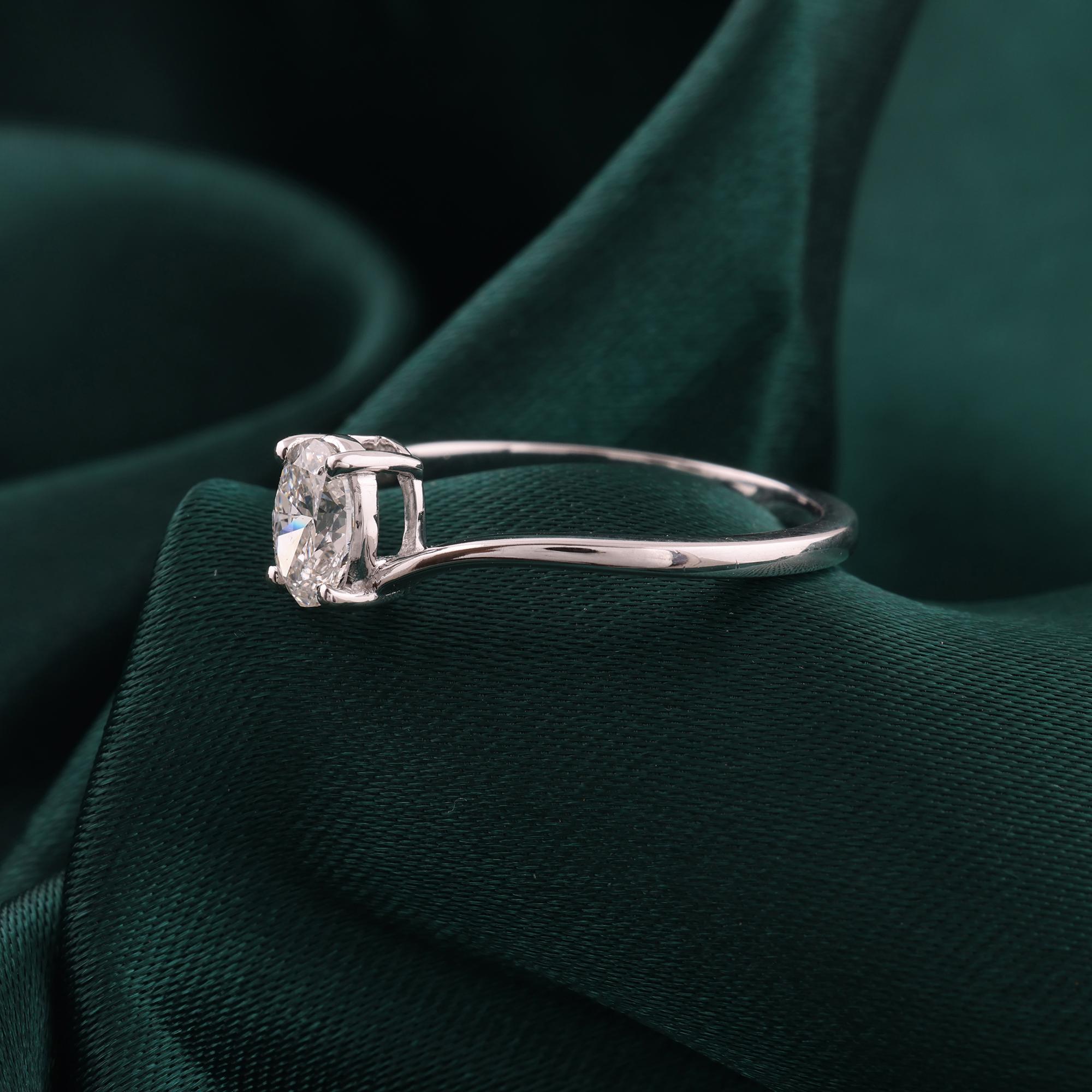 Im Angebot: Natürlicher 0,52 Karat SI Reinheit HI Farbe Oval Diamantring 18 Karat Weißgold () 3