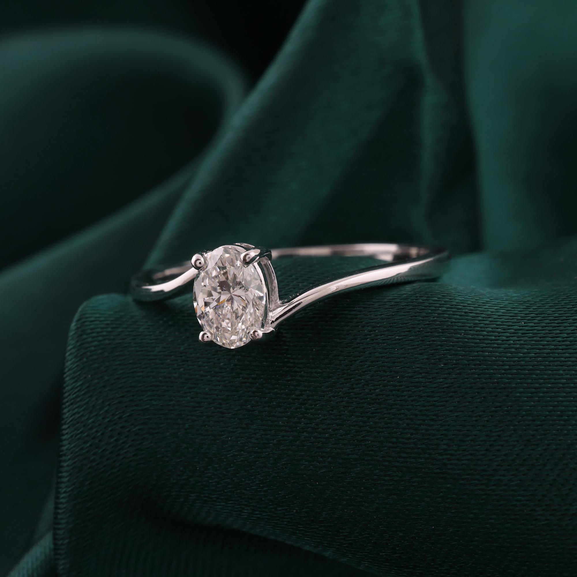 Im Angebot: Natürlicher 0,52 Karat SI Reinheit HI Farbe Oval Diamantring 18 Karat Weißgold () 4