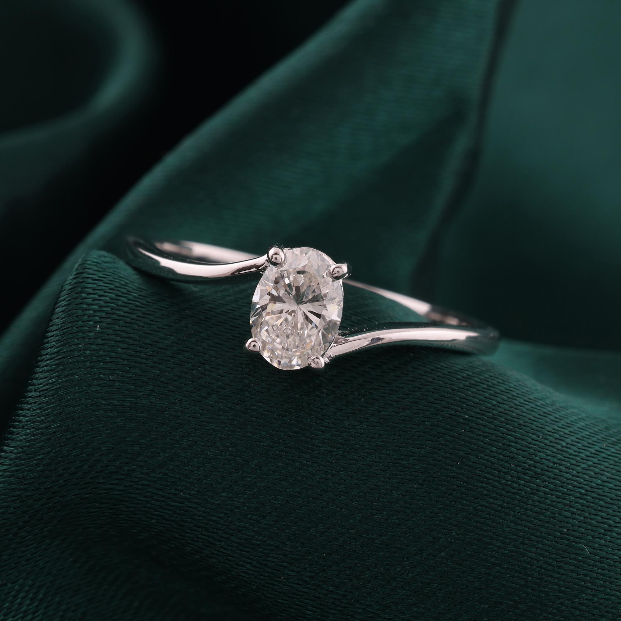 Im Angebot: Natürlicher 0,52 Karat SI Reinheit HI Farbe Oval Diamantring 18 Karat Weißgold () 5