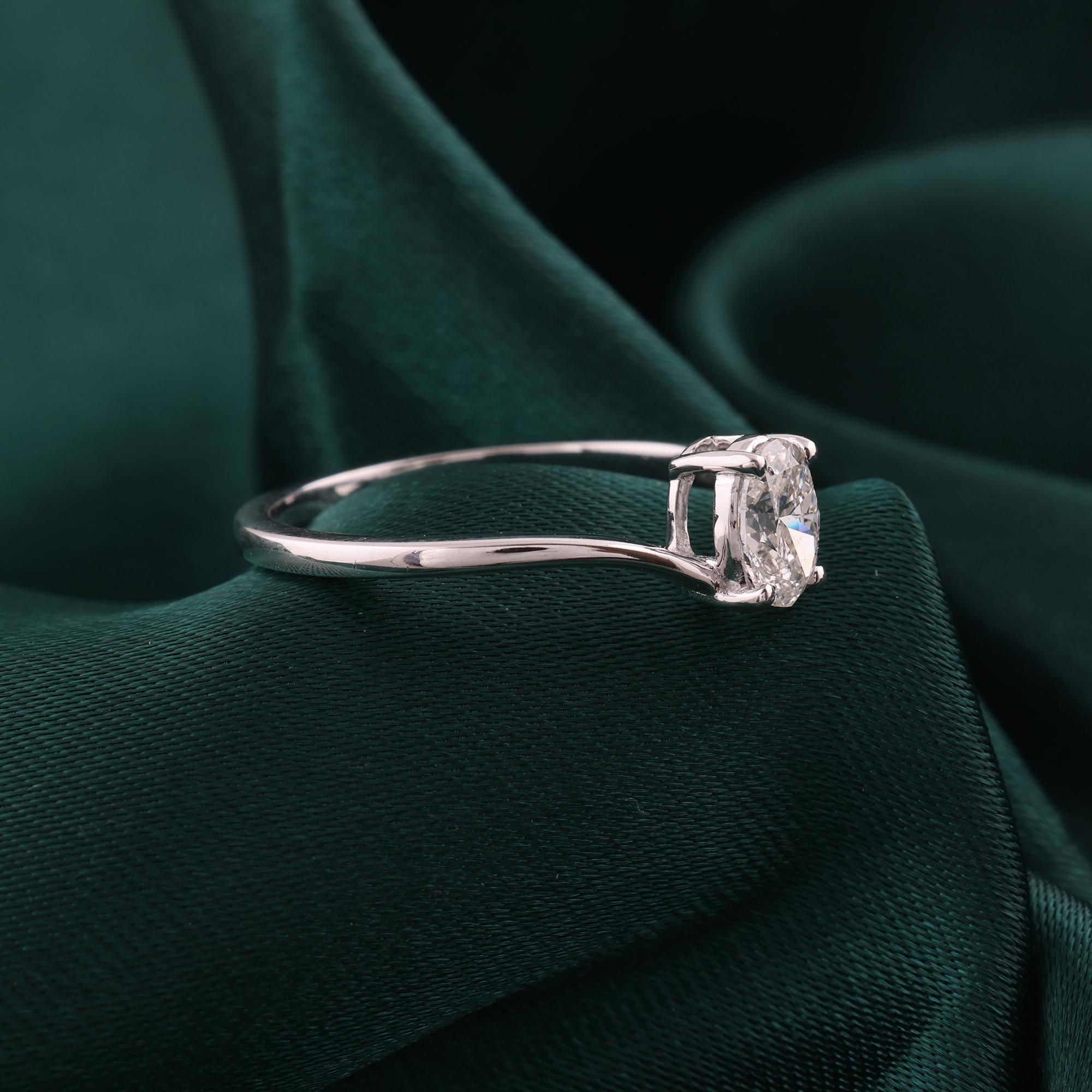 Im Angebot: Natürlicher 0,52 Karat SI Reinheit HI Farbe Oval Diamantring 18 Karat Weißgold () 8