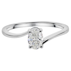 Nature 0.52 Carat SI Clarity HI Color Oval Diamond Ring 18 Karat White Gold