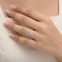 Nature 0.52 Carat SI/H Diamond Halo Cluster Wedding Ring 18 Karat White Gold