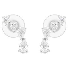 Orecchini di diamanti naturali a forma di pera da 0,52 carati SI/H Gioielli in oro bianco 14 carati