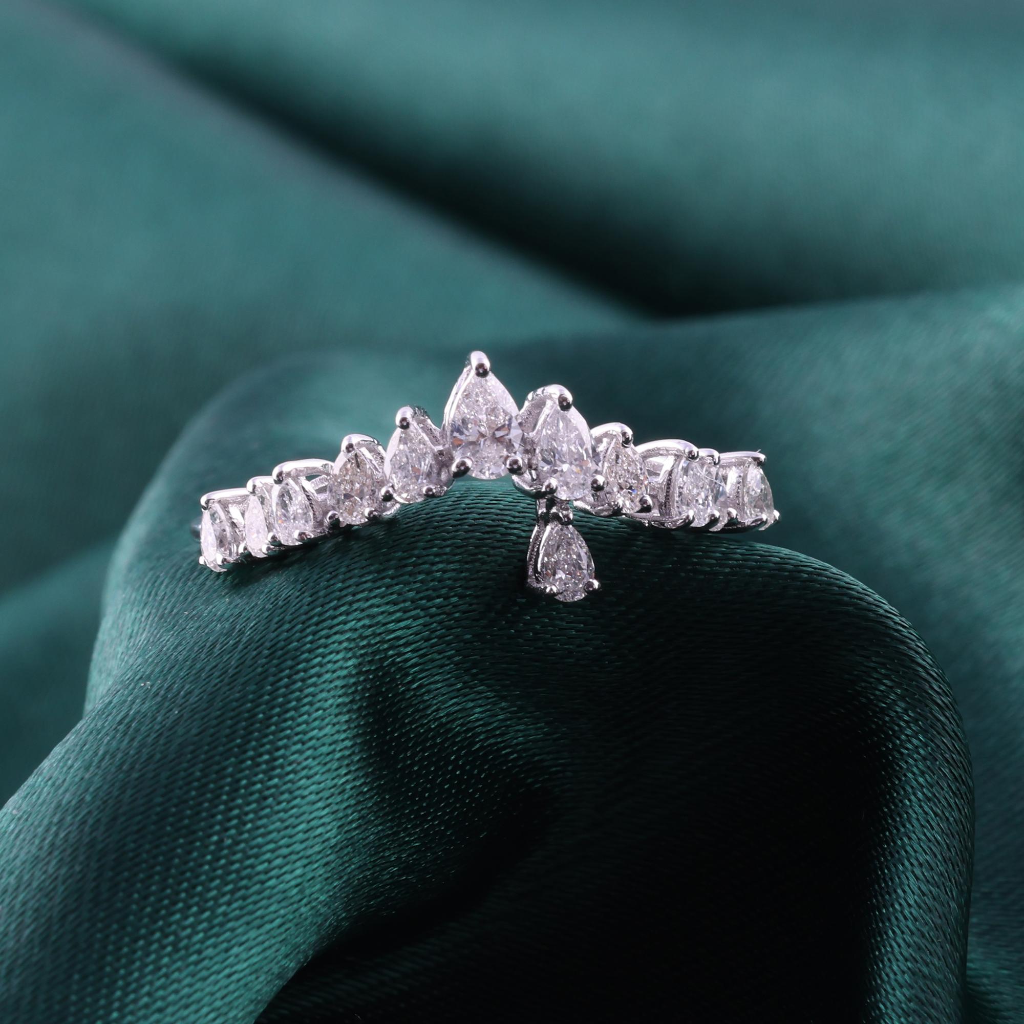 En venta: Anillo de diamantes naturales talla pera de 0,53 quilates Joyería de oro macizo blanco de 18 quilates  3