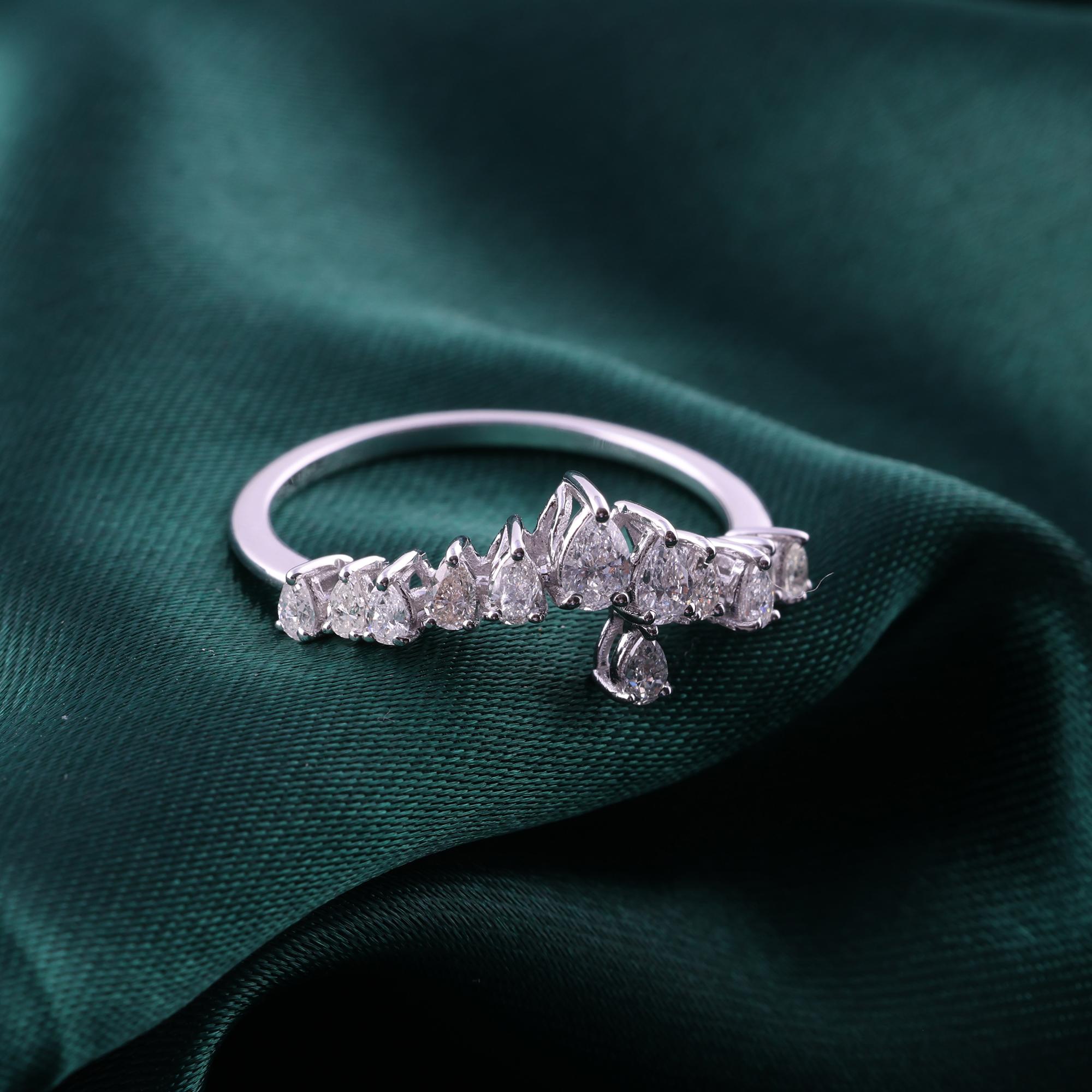 En venta: Anillo de diamantes naturales talla pera de 0,53 quilates Joyería de oro macizo blanco de 18 quilates  5