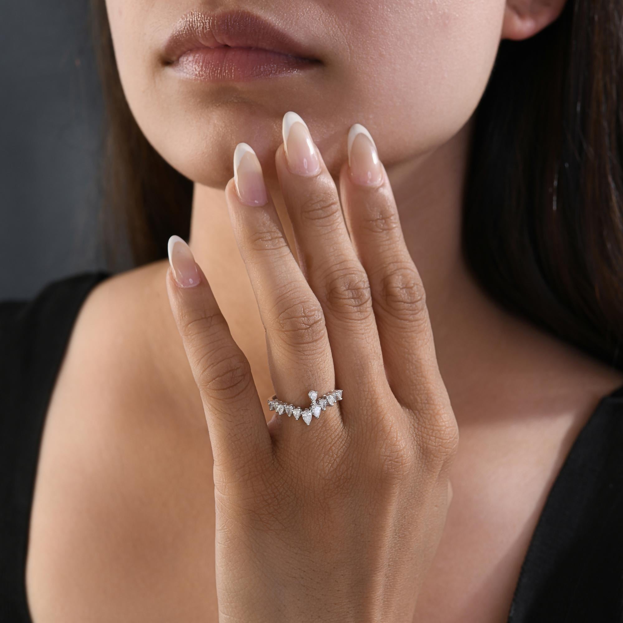 En venta: Anillo de diamantes naturales talla pera de 0,53 quilates Joyería de oro macizo blanco de 18 quilates  6