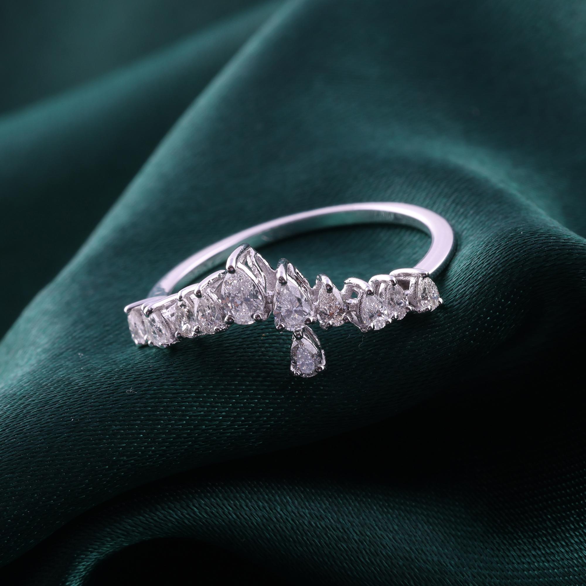 En venta: Anillo de diamantes naturales talla pera de 0,53 quilates Joyería de oro macizo blanco de 18 quilates  7