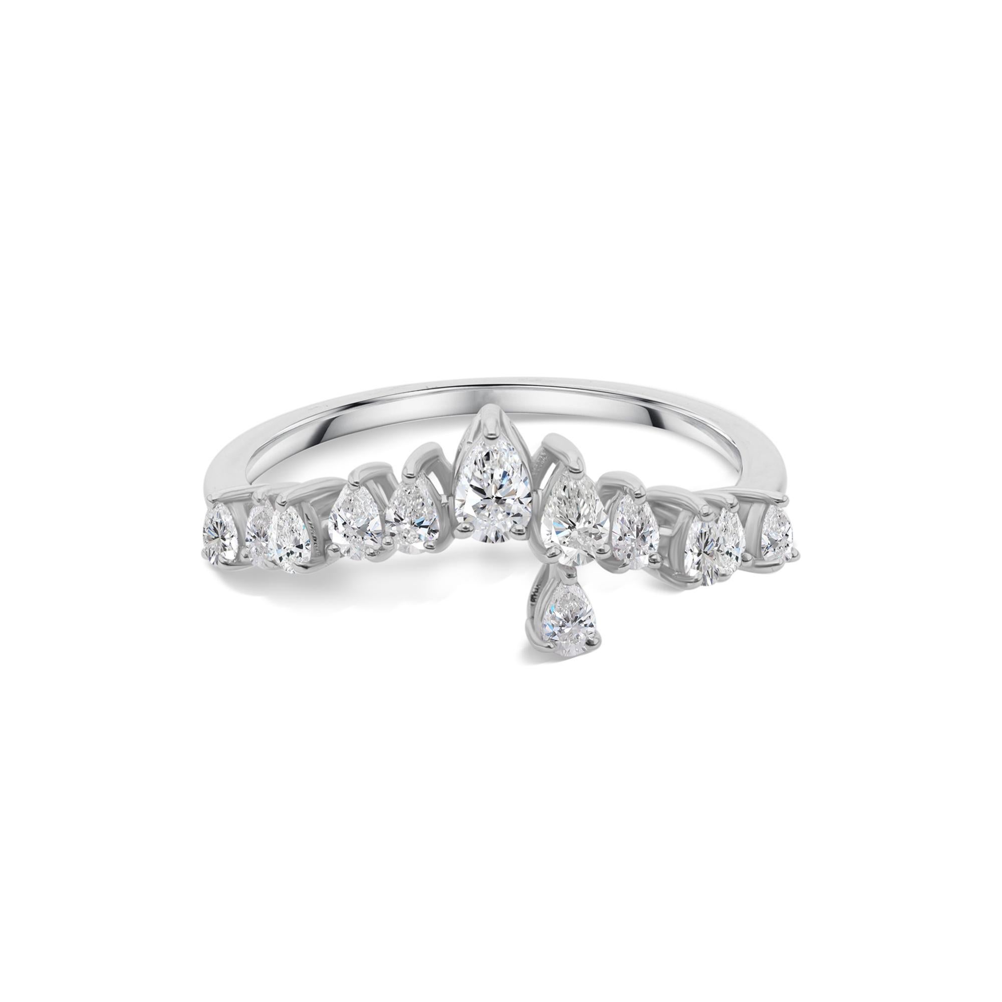 Natürlicher 0,53 Karat Birnenschliff Diamantring Schmuck 18 Karat Weißgold