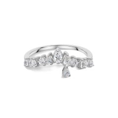 Anello con diamante taglio pera da 0,53 carati Nature Gioielli in oro massiccio bianco 18 carati