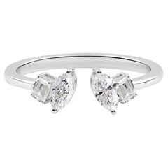 Spectrum Jewels Natural 0.53 Carat SI/H Diamond Open 9 Karat White Gold Ring