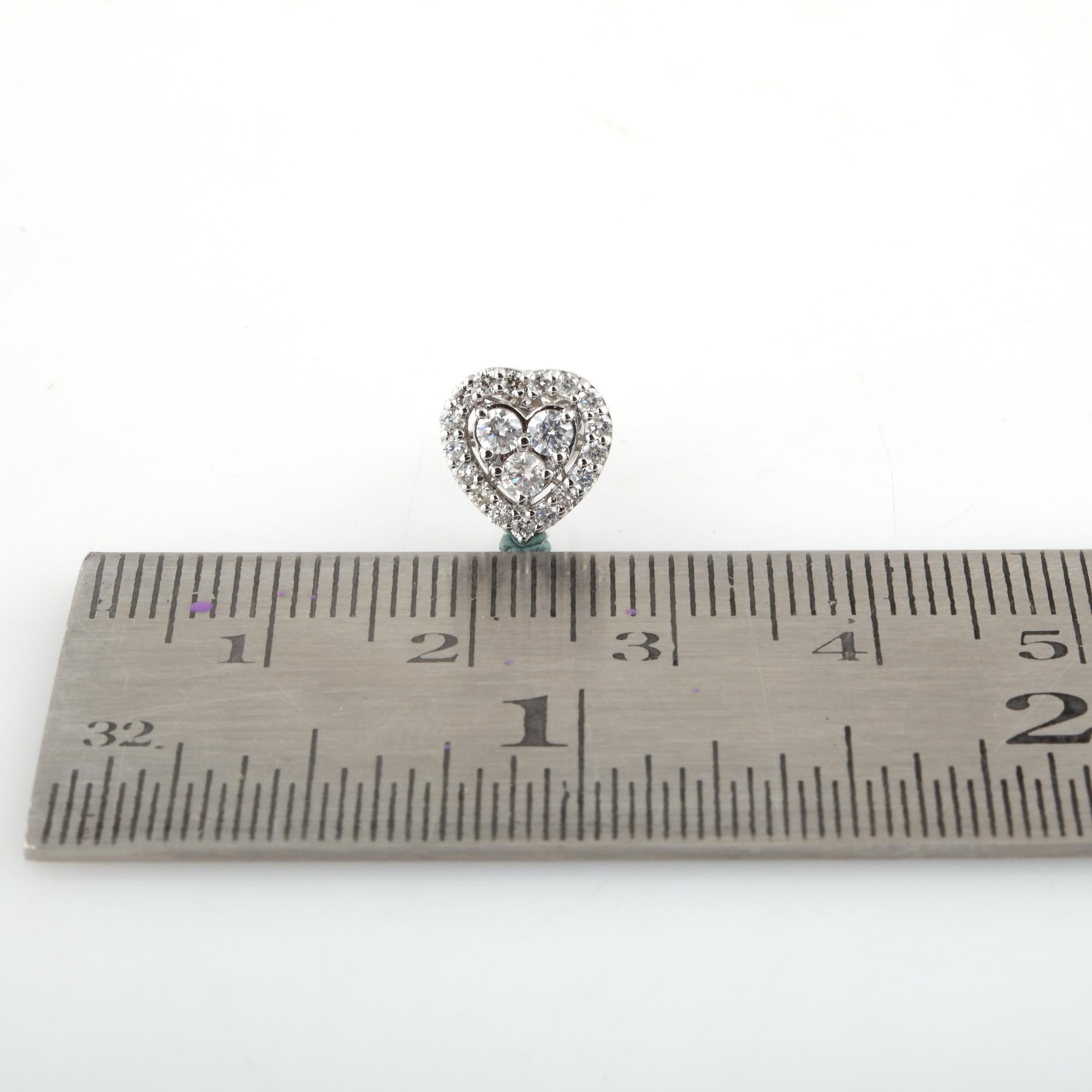 Natural 0.53 Carat SI/HI Round Diamond Heart Earrings 10k White Gold Jewelry For Sale 1