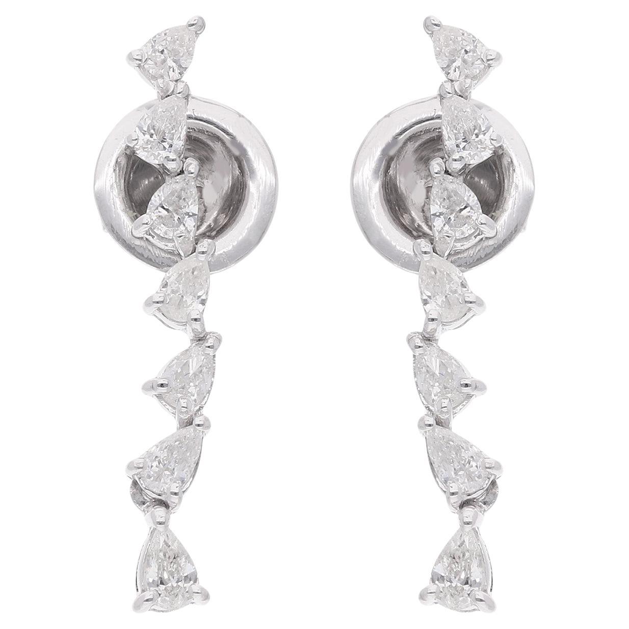 Natürliche 0,54 Karat Diamant-Barren-Ohrringe 14 Karat Weißgold Handmade Jewelry