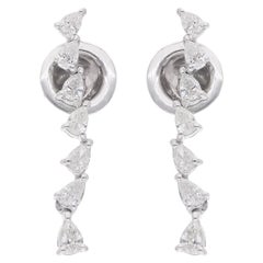 Boucles d'oreilles en or blanc 14 carats avec diamants naturels taille poire de 0,54 carat