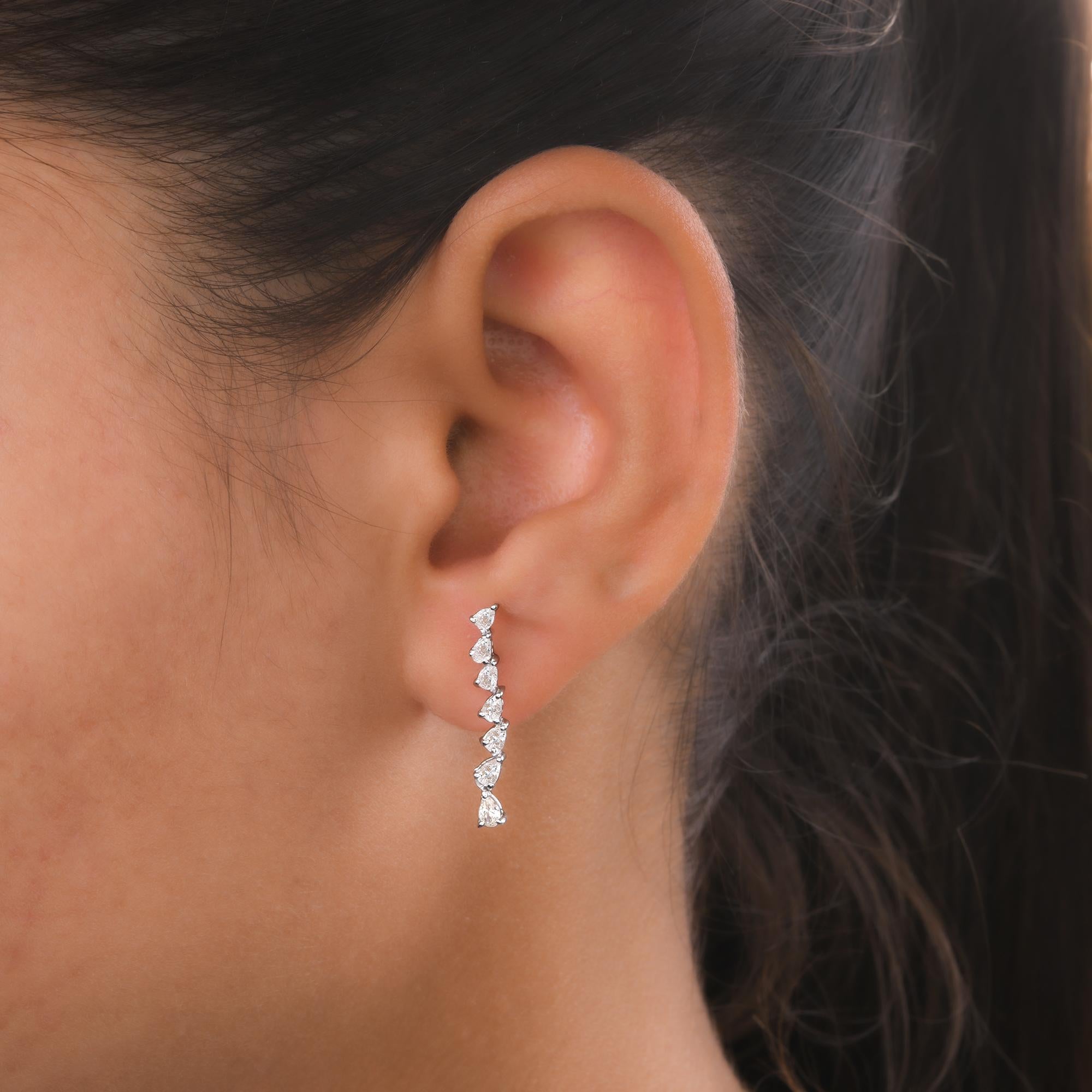 Modern Natural 0.54 Carat Pear Diamond Earrings 18 Karat White Gold Handmade Jewelry For Sale