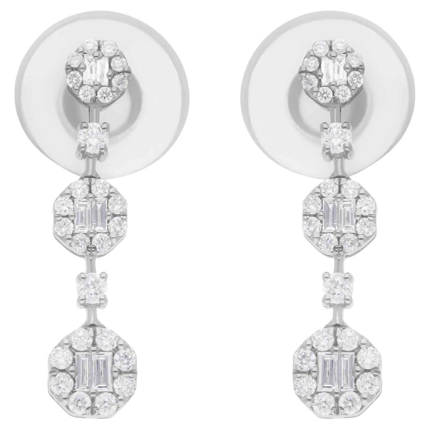 Natural 0.54 Carat SI/H Round Diamond Earrings 14 Karat White Gold Fine Jewelry