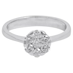 Natural 0.55 Carat Diamond Promise Ring 18 Karat White Gold Handmade Jewelry