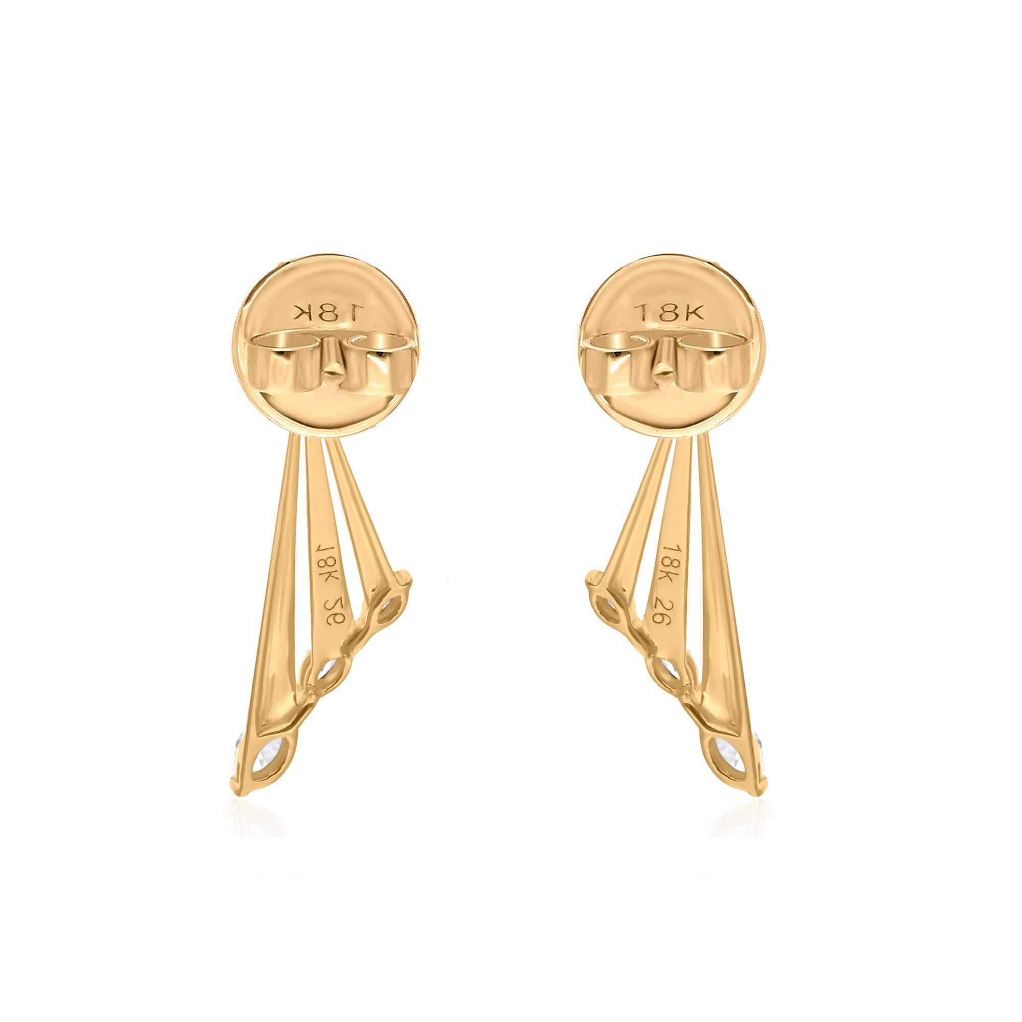 Moderne Boucles d'oreilles en or jaune 18 carats avec diamants taille marquise et poire de 0,55 carat en vente