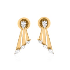Boucles d
oreilles en or jaune 18 carats avec diamants taille marquise et poire de 0,55 carat