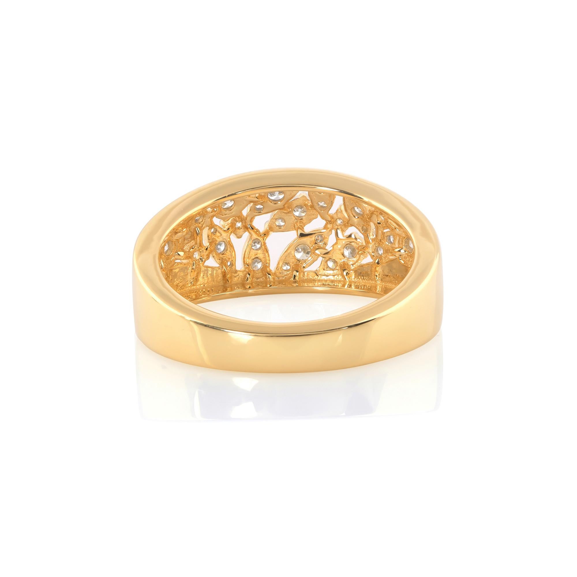 Moderne Nature 0.55 Carat Round Diamond Dome Ring 14 Karat Yellow Gold Fine Jewelry en vente