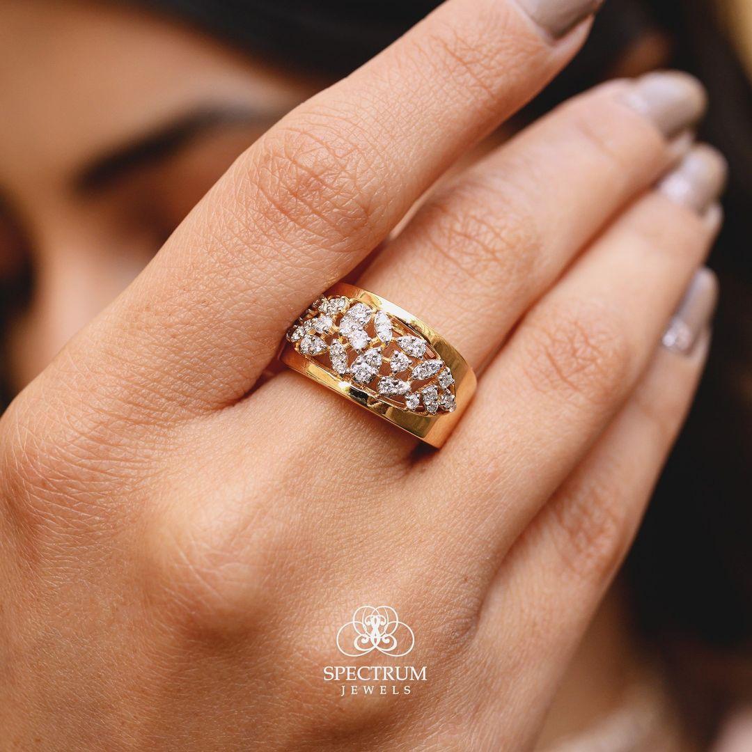 Natural 0.55 Carat Round Diamond Dome Ring 14 Karat Yellow Gold Fine Jewelry For Sale 1