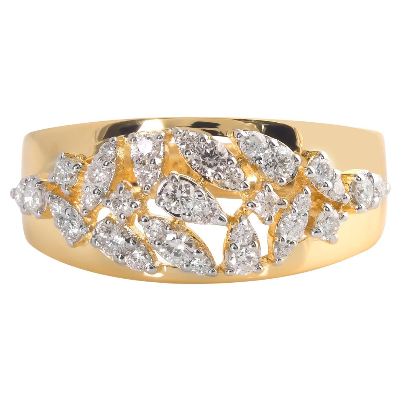 Nature 0.55 Carat Round Diamond Dome Ring 14 Karat Yellow Gold Fine Jewelry en vente