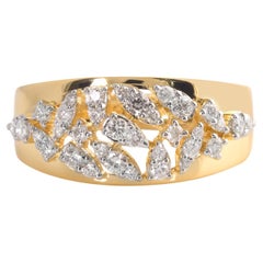 Natürlicher 0,55 Karat Runder Diamant Dome Ring 18 Karat Gelbgold Feine Juwelen