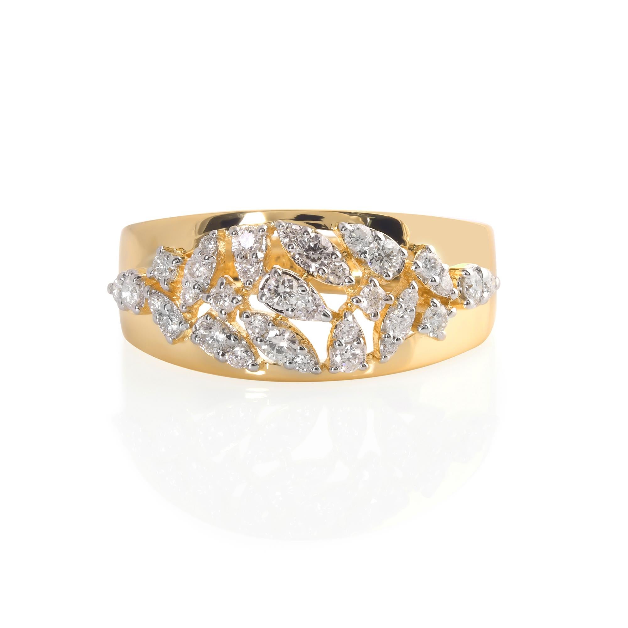 En venta: Natural 0.55 Carat Round Diamond Dome Ring 18 Karat Yellow Gold Fine Jewelry