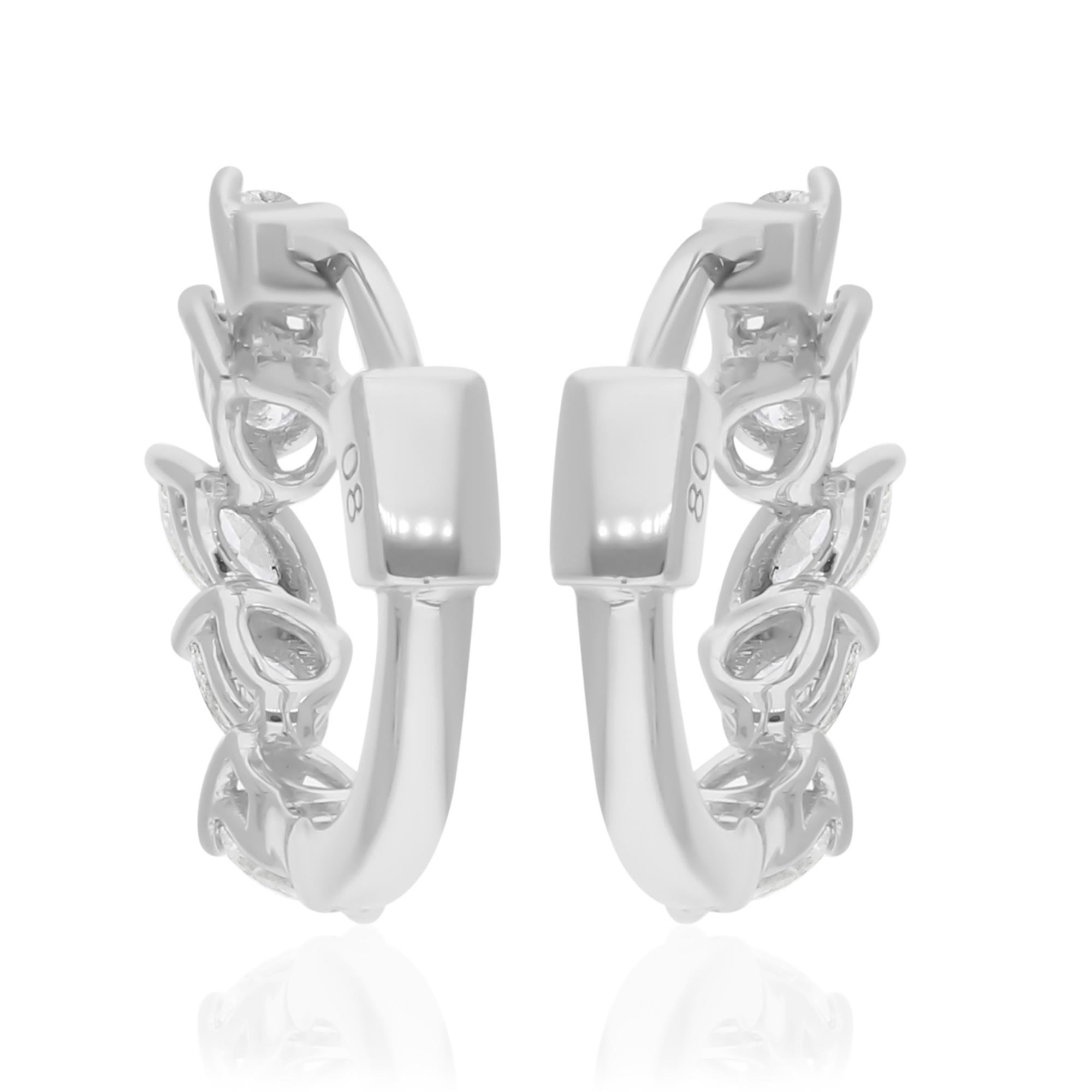 Boucles d'oreilles en or blanc 14 carats avec diamants marquises naturels 0,55 carat SI/H Neuf - En vente à Diera, Dubai