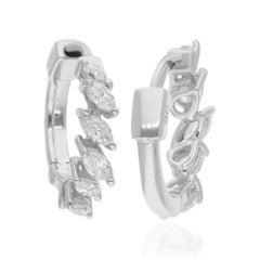 Natürliche 0,55 Karat SI/H Marquise-Diamant-Ohrringe aus 18 Karat Weißgold Schmuck