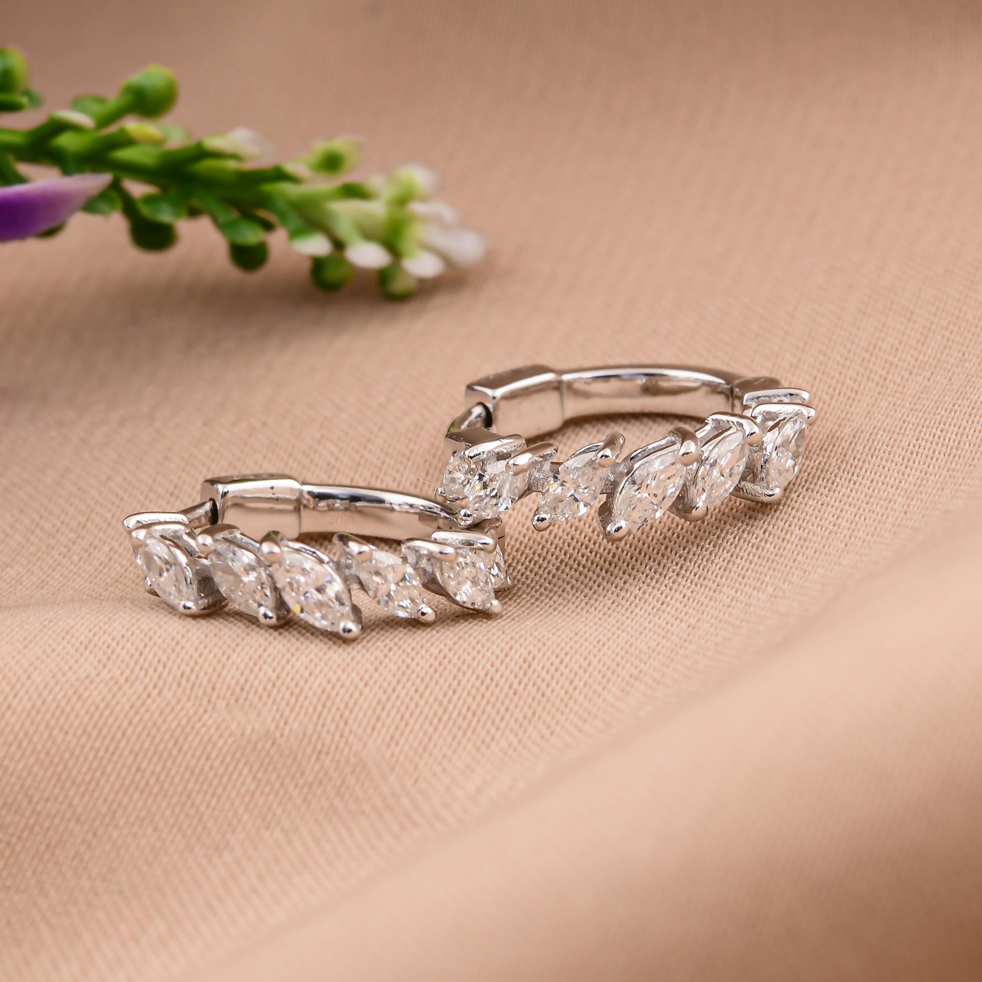 Modern Natural 0.55 Carat SI/H Marquise Diamond Earrings 18 Karat White Gold Jewelry For Sale