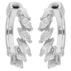 Natural 0.55 Carat SI/H Marquise Diamond Earrings 18 Karat White Gold Jewelry