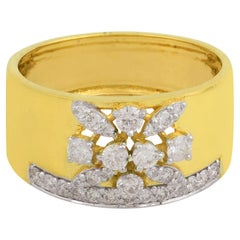 Bague jonc en or jaune 18 carats et diamants naturels de 0,56 carat, faite à la main