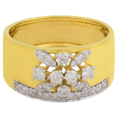 Anillo de diamante natural de 0,56 quilates Oro amarillo de 18 quilates Joyería fina hecha a mano